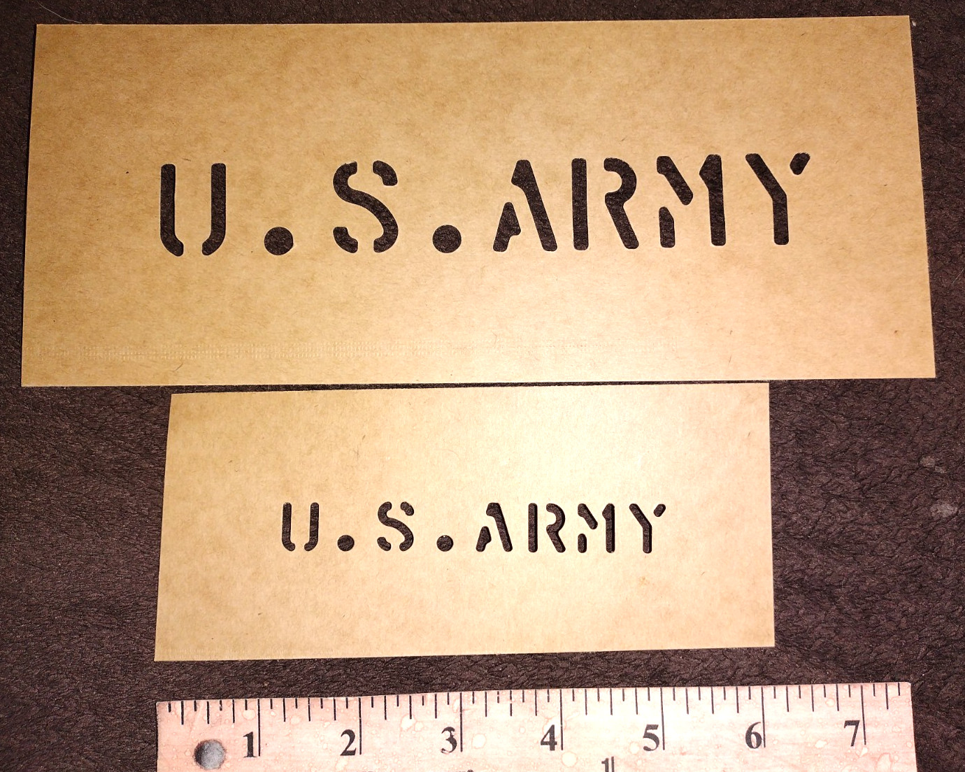 U.S.ARMY – Original 1" + 1/2" letters MARSH US Military Oil board Stencil paper