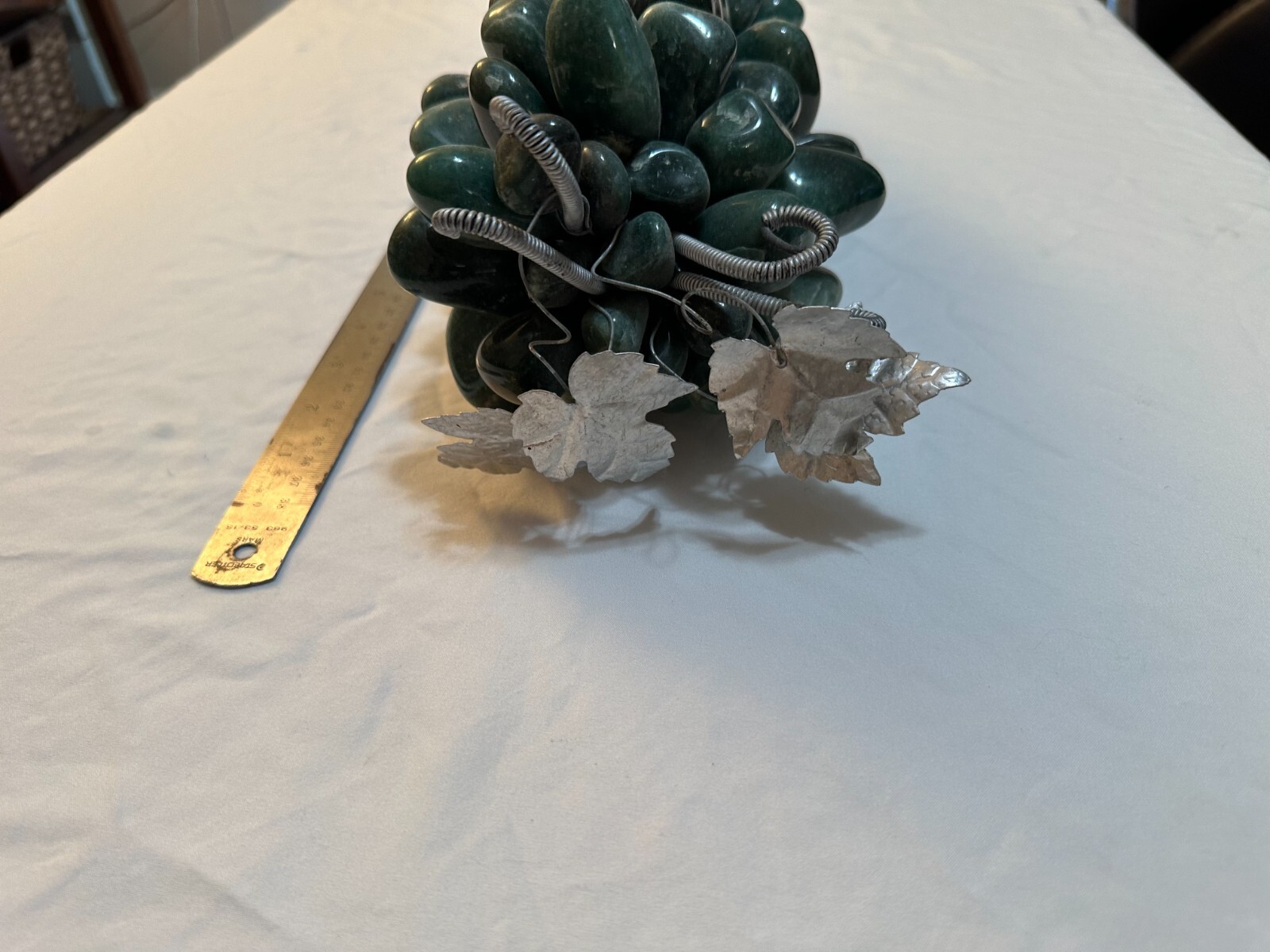 Beautiful Polished Stone & Silver Leaf Decoration