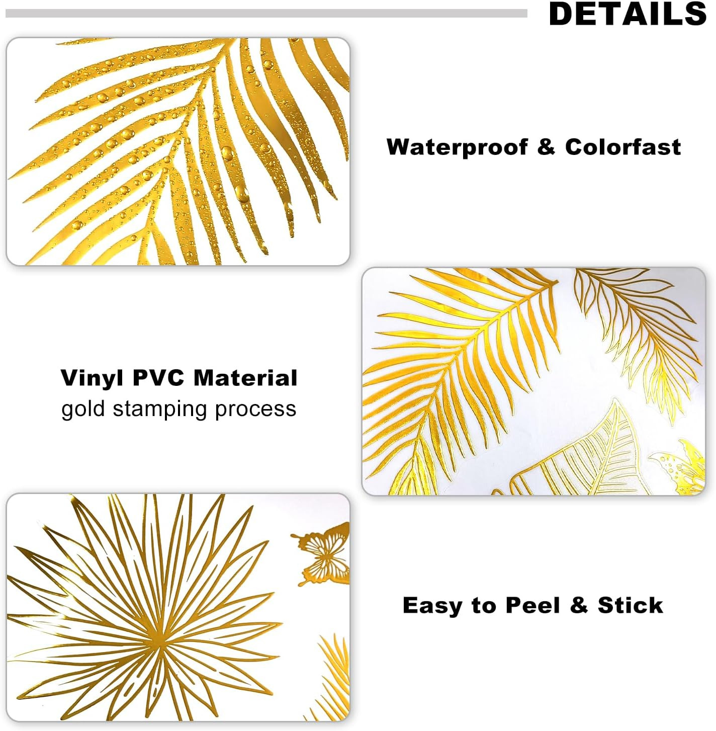 3 Gold Flower Wall Stickers Self-Adhesive Home Decor