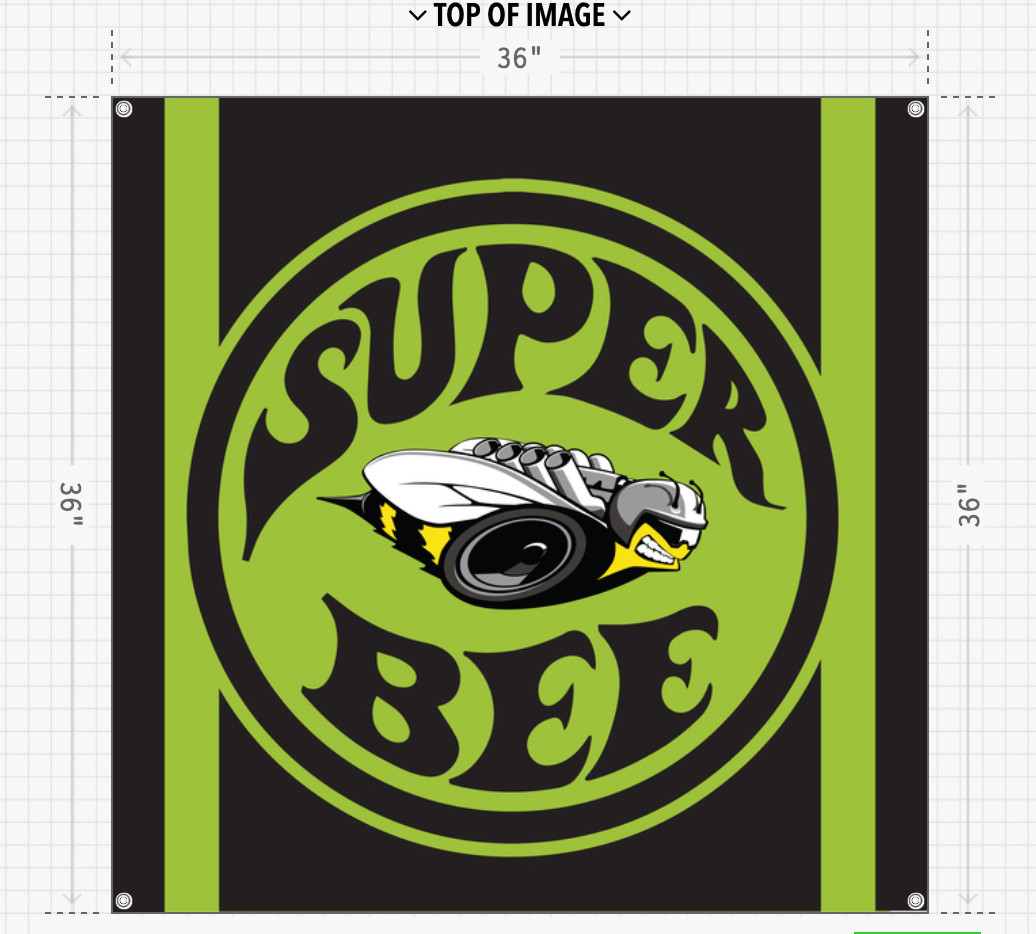 Super Bee vinyl banner man cave garage approx 3×3 scat pack green