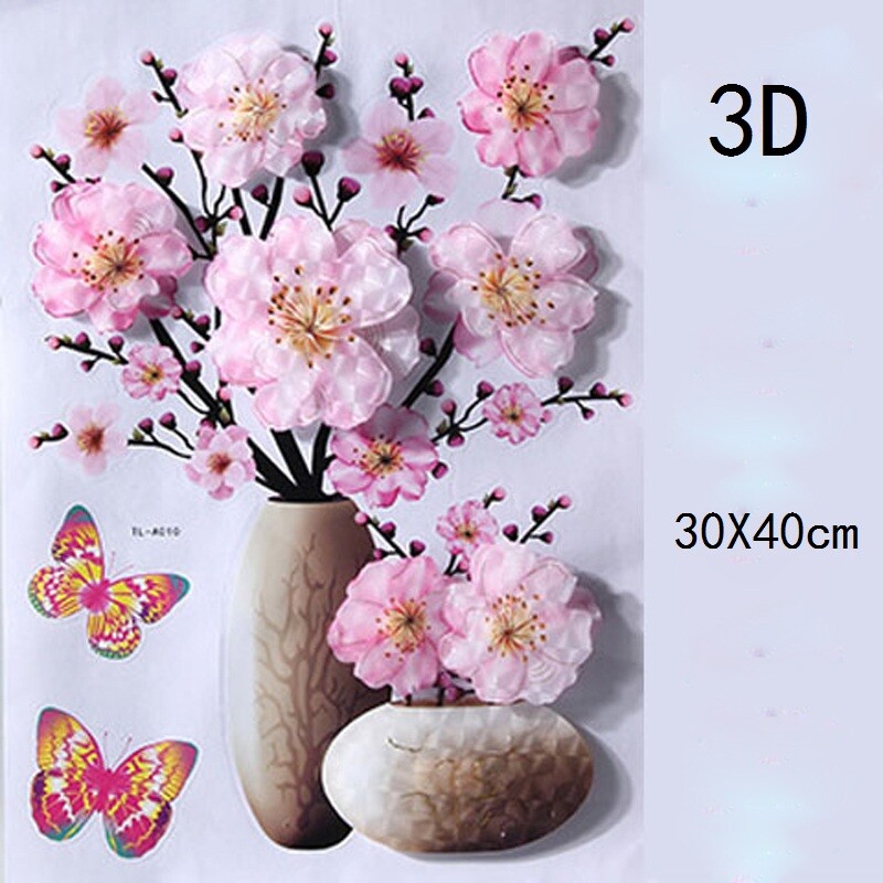 3D Flower PVC Sticker Self Adhesive Mural Home Room Furniture Wall Decal Picture