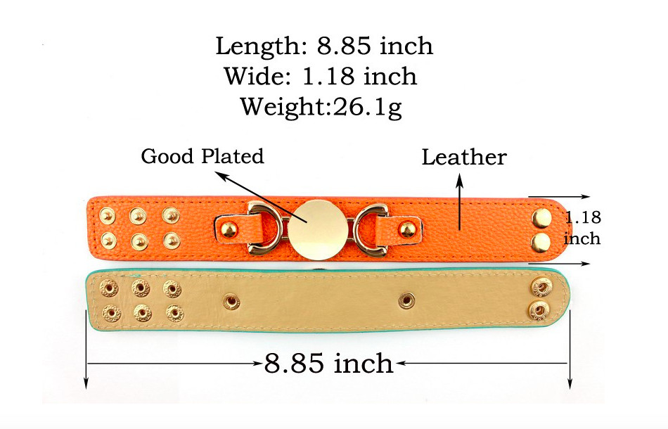 Leather cuff bracelet with monogram – Gold or Silver tone – tons of great color
