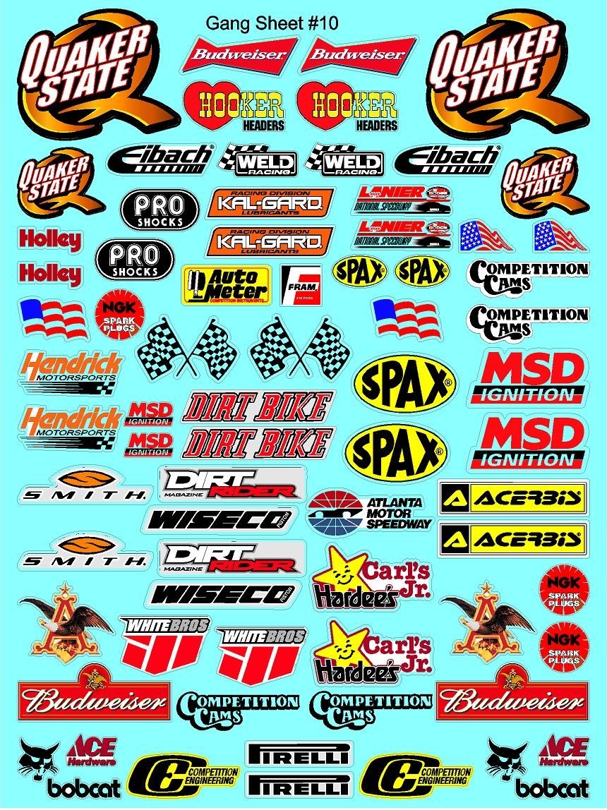 White Vinyl Sticker Sheet 10 Quaker-R/C MODEL Decal fits 1/10-1/16 Scale traxxas