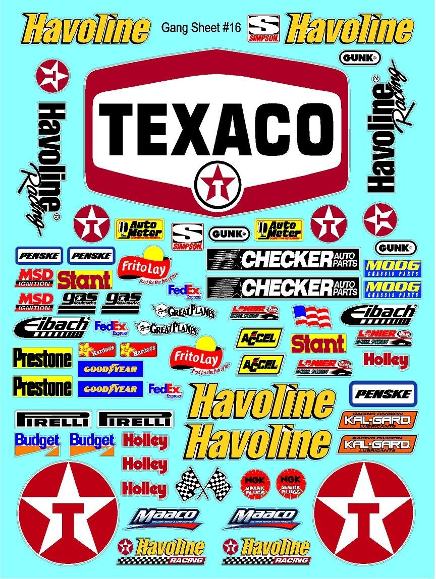 WHITE Vinyl Sticker Sheet 16-R/C MODEL Decal fits 1/10-1/16 Scale texacopenskefg