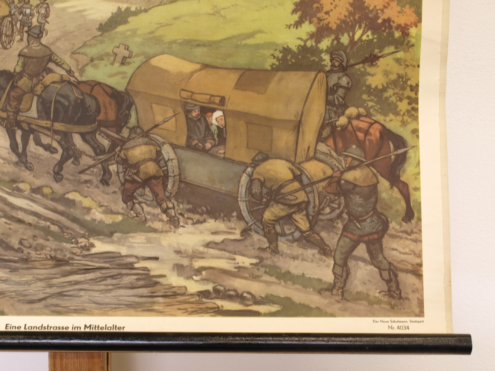 Mural Der New Schulmann 4034 Road IN Medieval 36 3/16×23 5/8in 1951 Vintage
