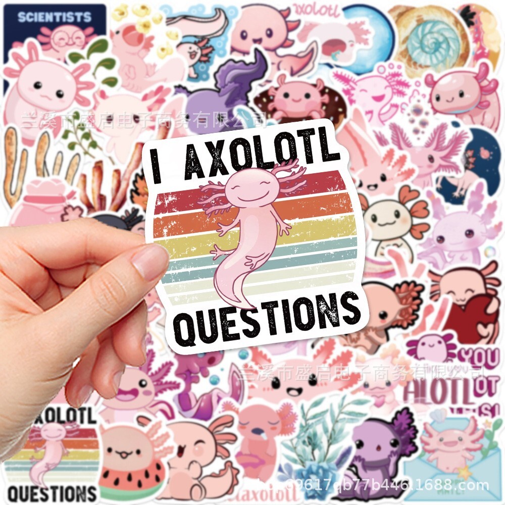 50pcs AXOLOTL Stickers, Cute Animal Water Bottle Laptop No Residue Sticker, #217