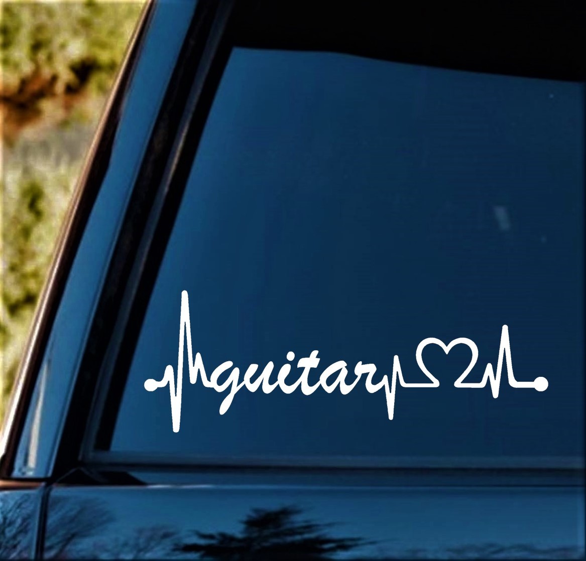 Acoustic Electric Guitar Heartbeat Lifeline Decal Sticker for Car Window BG 116