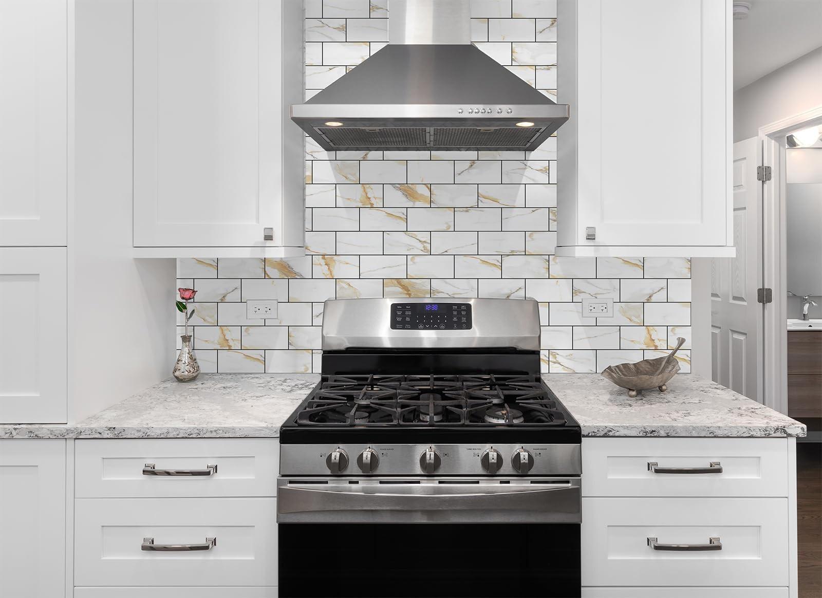 StyloVue 100 Pieces Peel and Stick Backsplash for Kitchen, 3" x 6" PVC Subway…