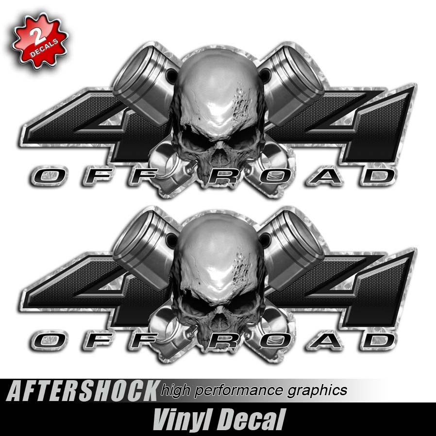 4×4 Truck Sticker Crossbone Skull Piston Black Carbon Silverado Decal Set