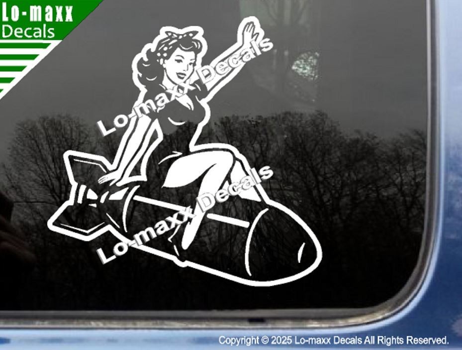 WW II Hot Sexy Girl Bomb Nose Art Decal Die Cut Vinyl Sticker Multi Size/Color