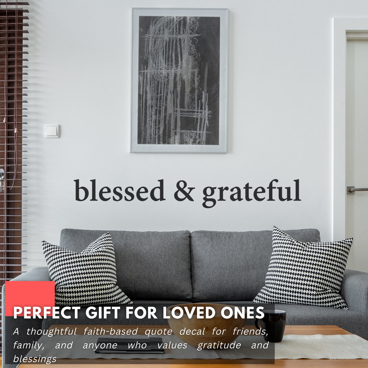 Blessed & Grateful Religious Inspirational Wall Decal Sticker Quote Home Decor