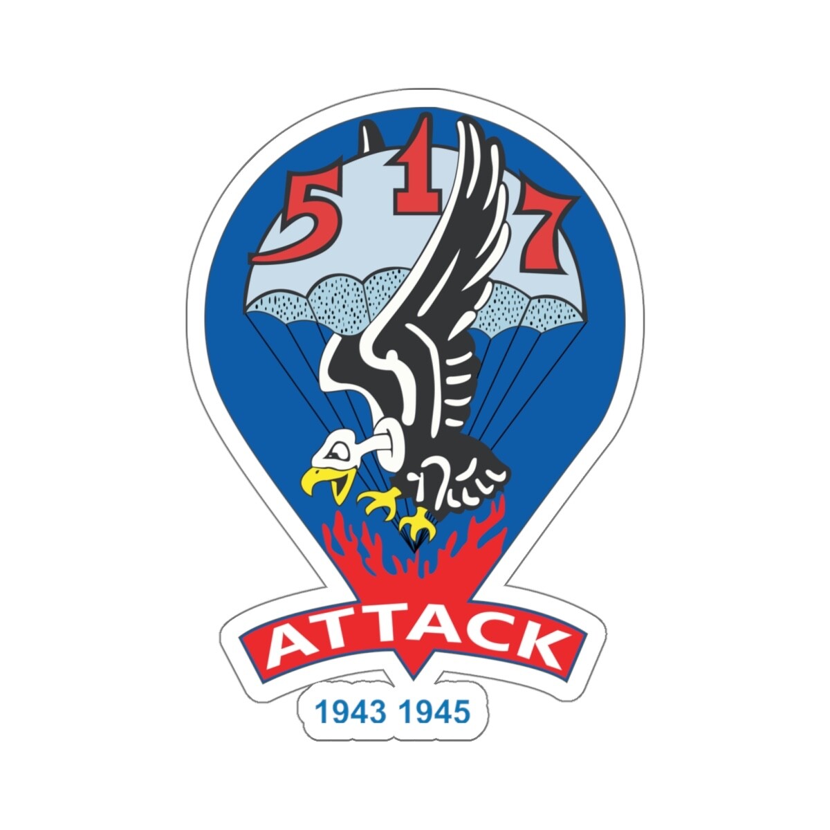 Kiss-Cut Stickers – 517th Parachute Regimental Combat Team – Attack – 1943 – 194