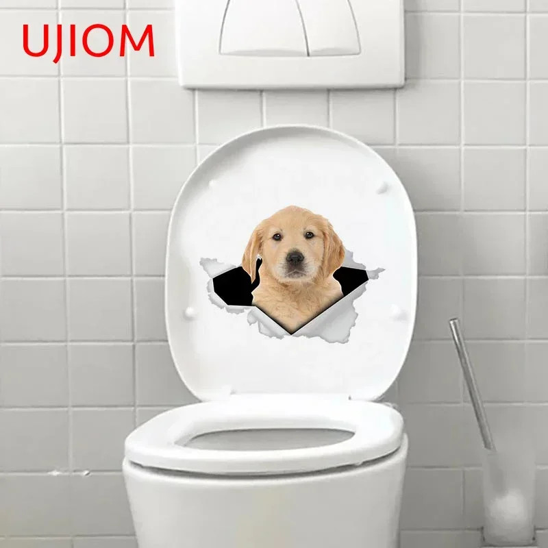 UJIOM 13cm Cute Crack Pet 3D Dog Wall Sticker Opaque Waterproof Self-adhesive