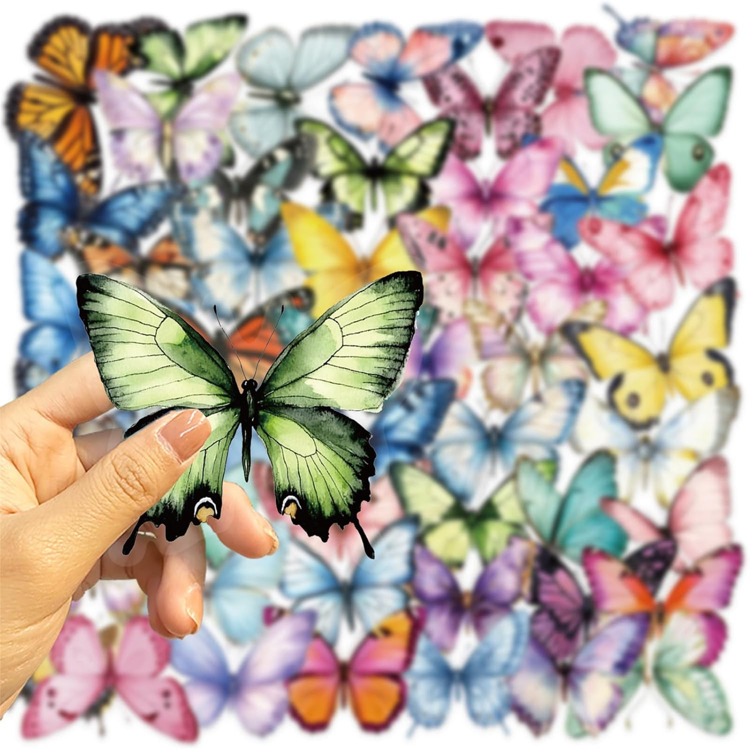 50PCS Butterfly Stickers PET Transparent Stickers Nature Decals Waterproof Decor