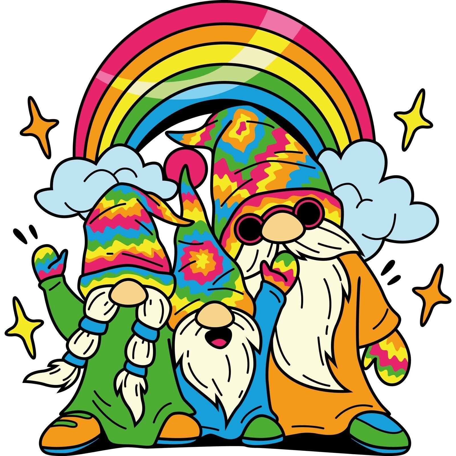 Cute Peace Gnomes Hippie 3" Sticker Label Card Gift Craft Journal Scrapbook