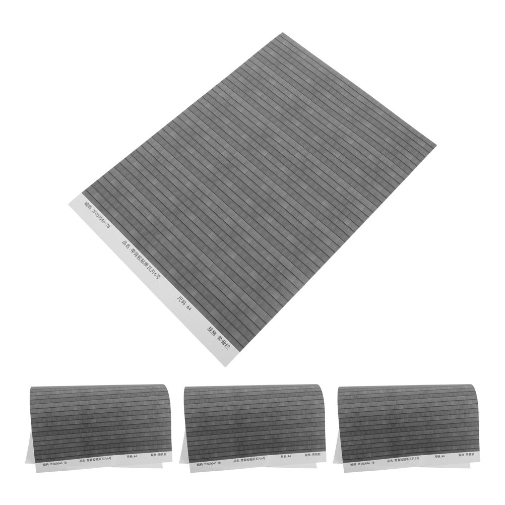 4 Sheets Simulation Tile Stickers Mini Dollhouse Roof Adhesive