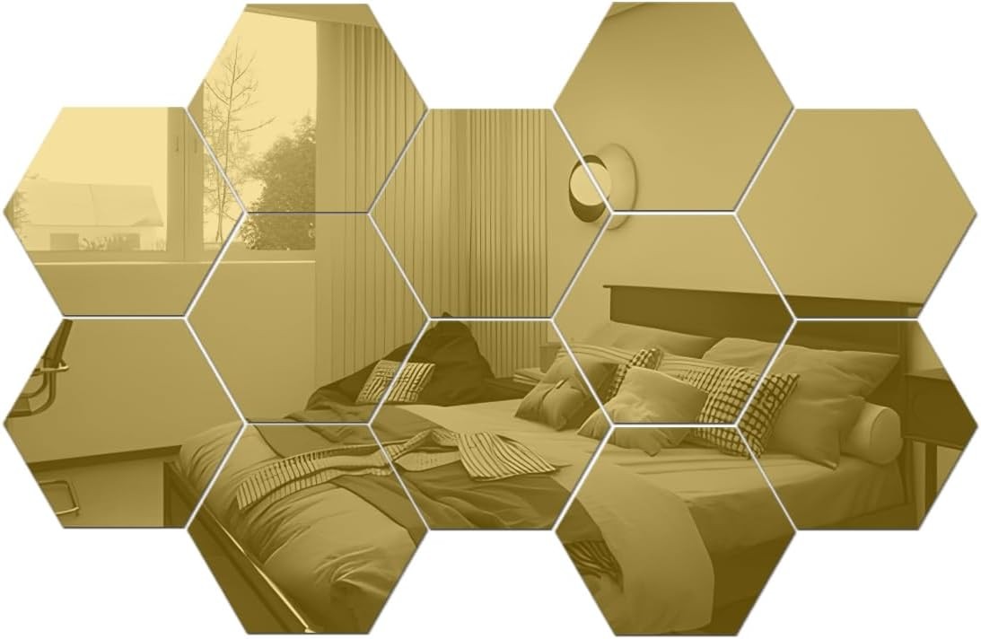 Mirror Wall Stickers – 12PCS Hexagon Art DIY Decorative Acrylic Sheet Plastic Ti