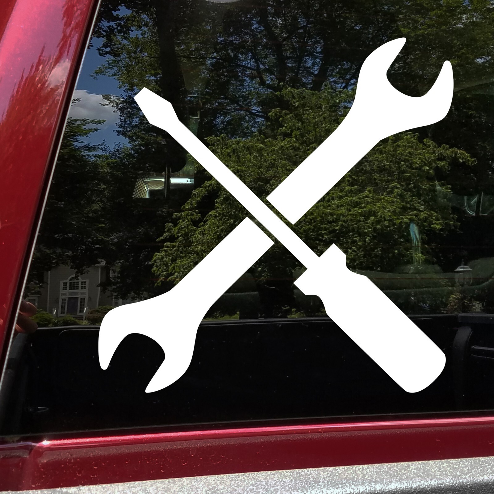 Crossed Wrench Screwdriver Vinyl Decal | Handyman Mechanic Tools Die Cut Sticker