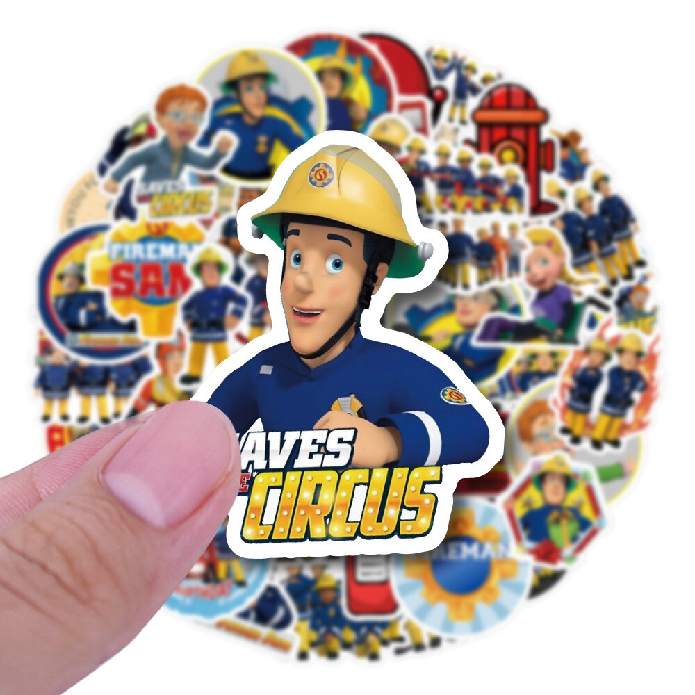 100Pcs Fireman Sam Sticker for Adults Teens Girls Scrapbooking Water Bottles