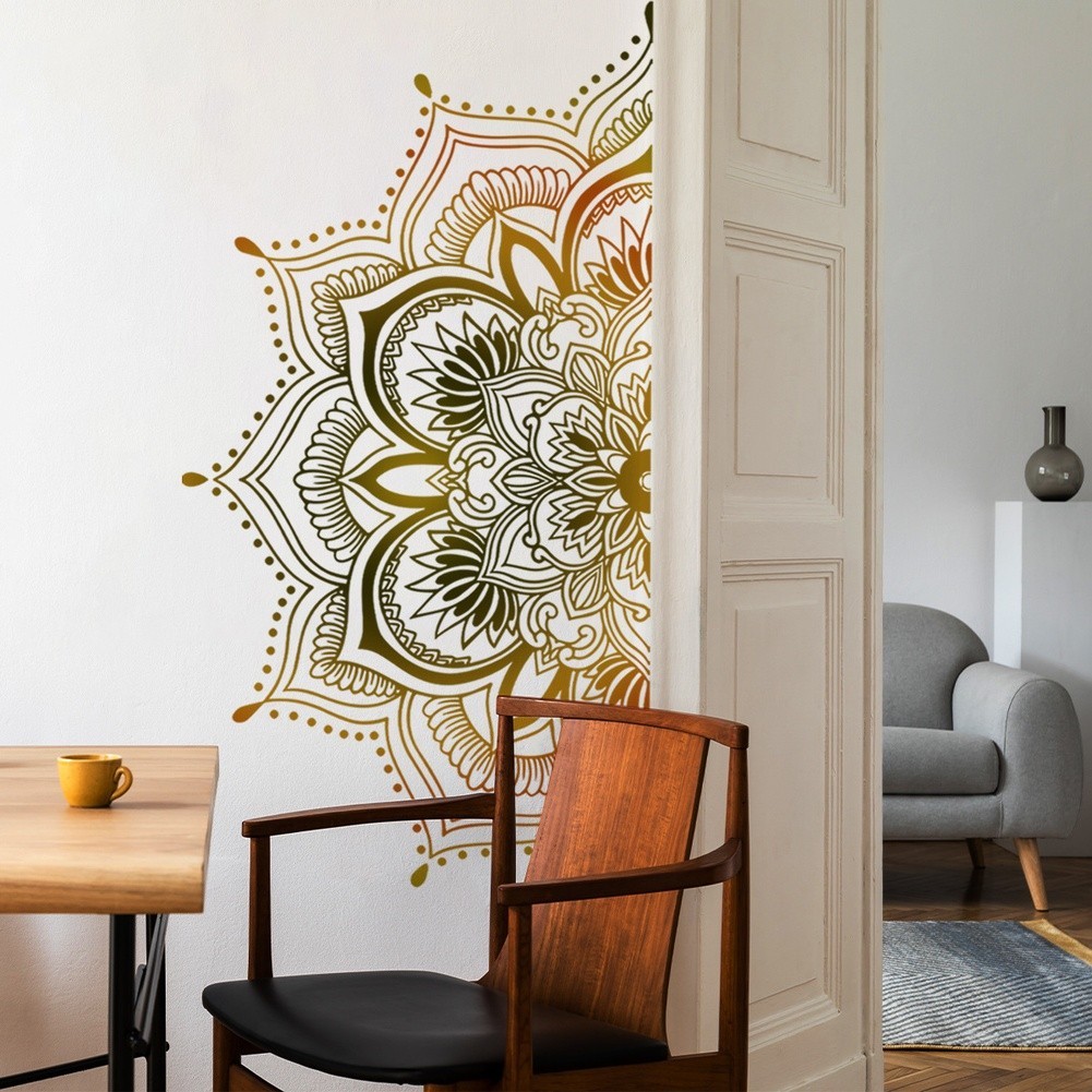 Large Lotus Mandala Wall Decals for Living Room Bedroom Lightweight and