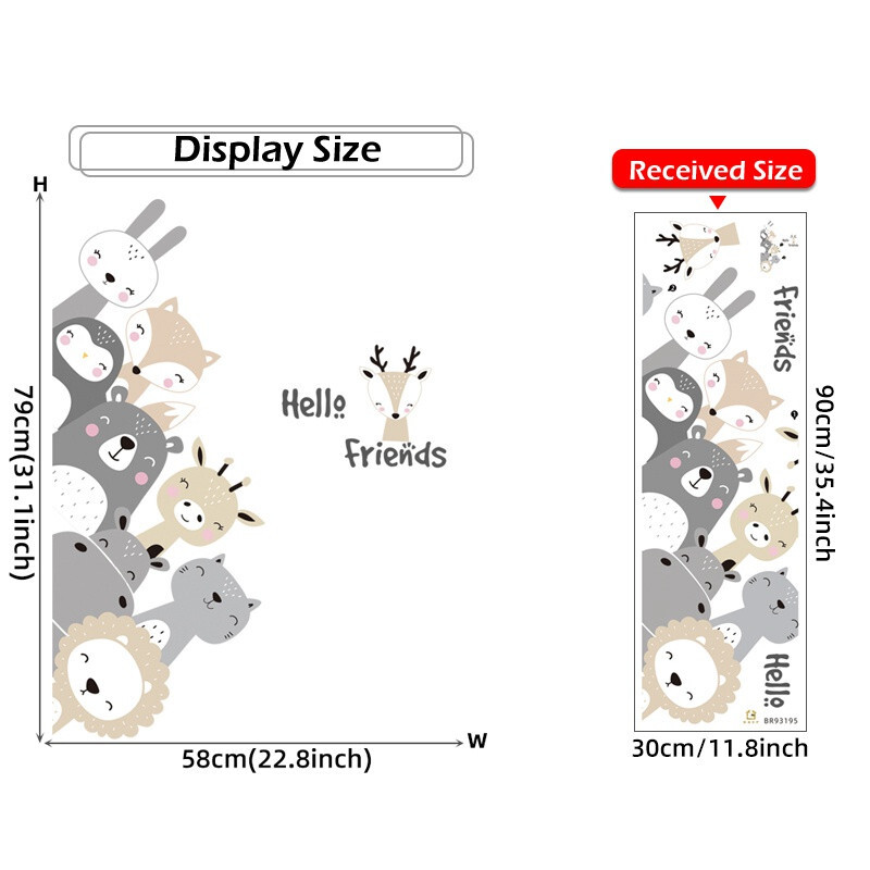 Animals Friends Wall Sticker 79x58cm Wall Sticker Room Bedroom Wall 