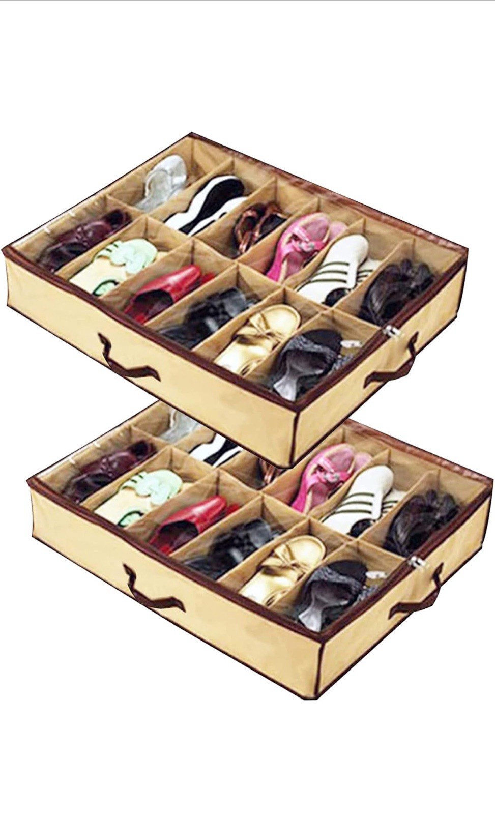 2 Pcs Ladies/kids Storage House Hold Shoe Under bed Foldable Closet organizer