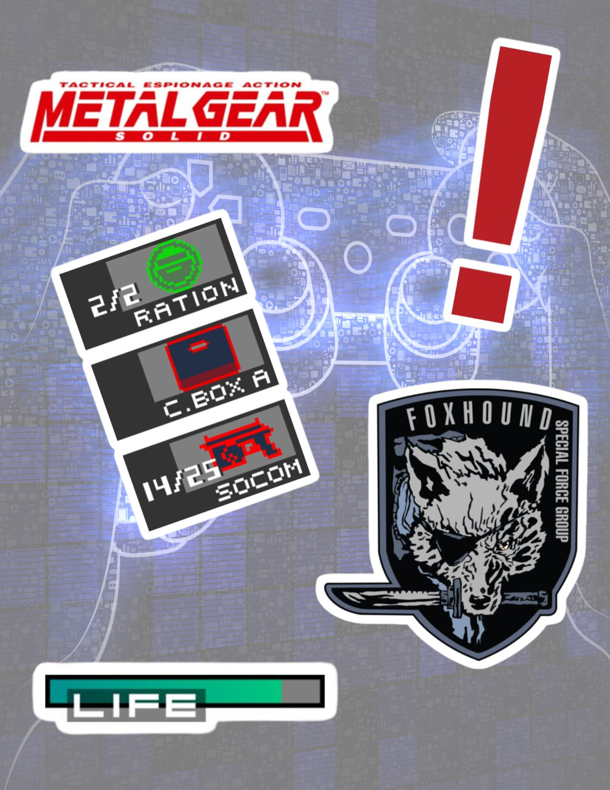 Metal Gear Solid Video Game 5pc Sticker Pack
