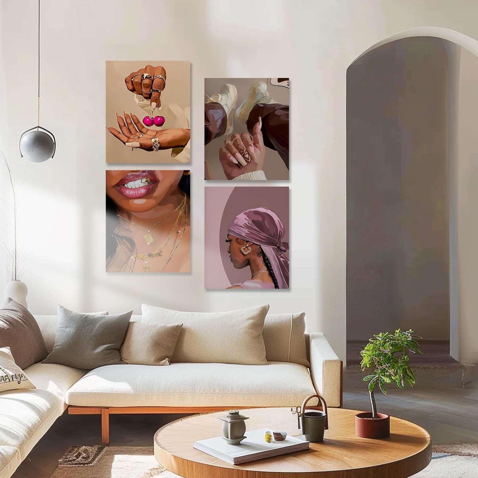 4 PCS Fashion Black Woman Aesthetic Poster Set Empowering Trendy Wall Art Abs…