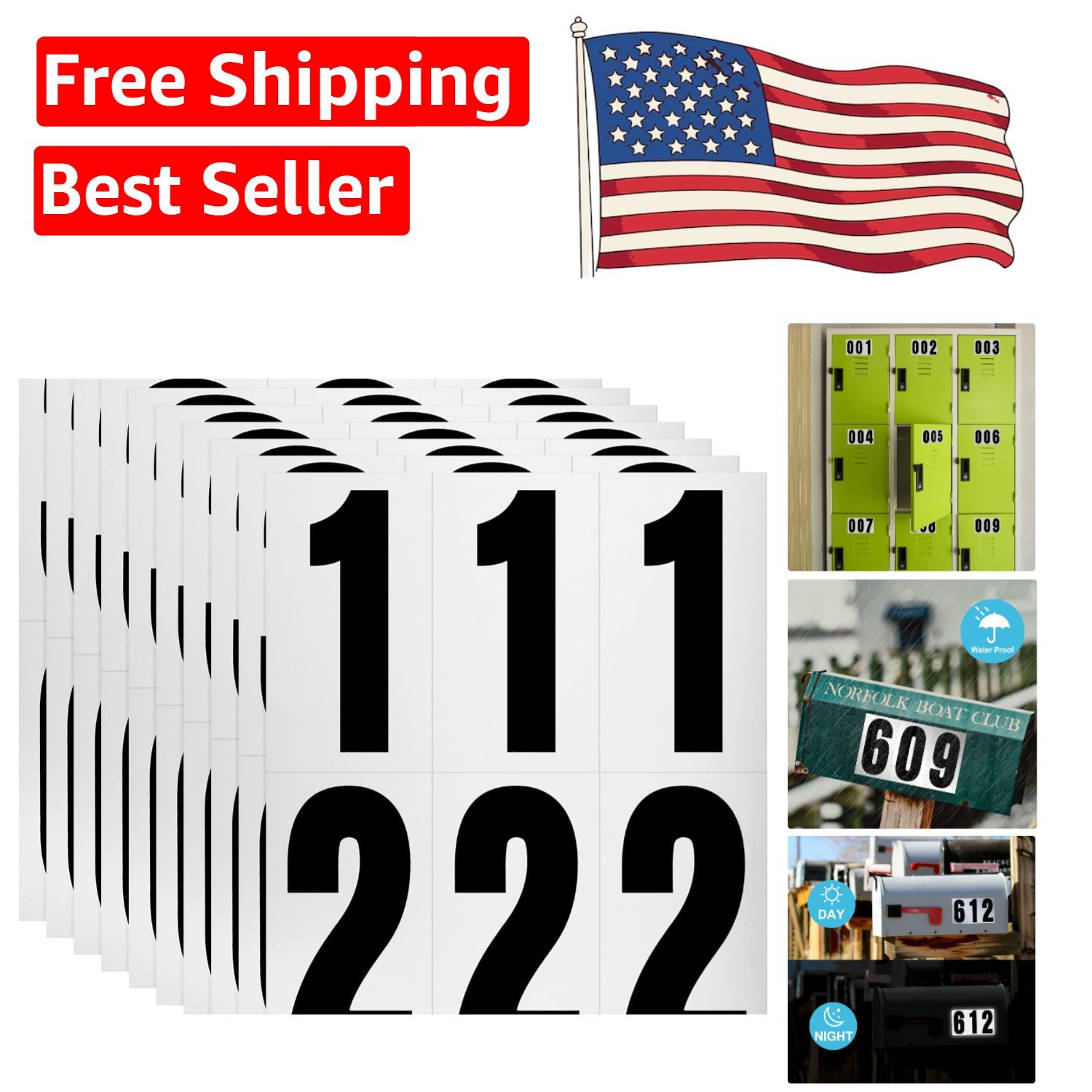 All-Digit 60 Pack of 3" Reflective Adhesive Numbers – Perfect for Visibility