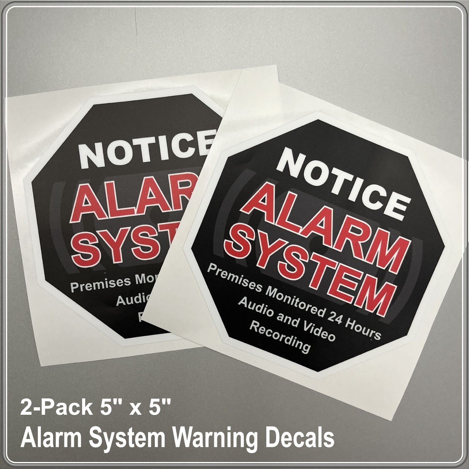 2-Pack Alarm System Warning Decals 5"x5" Black High Quality Laminated Window Sti