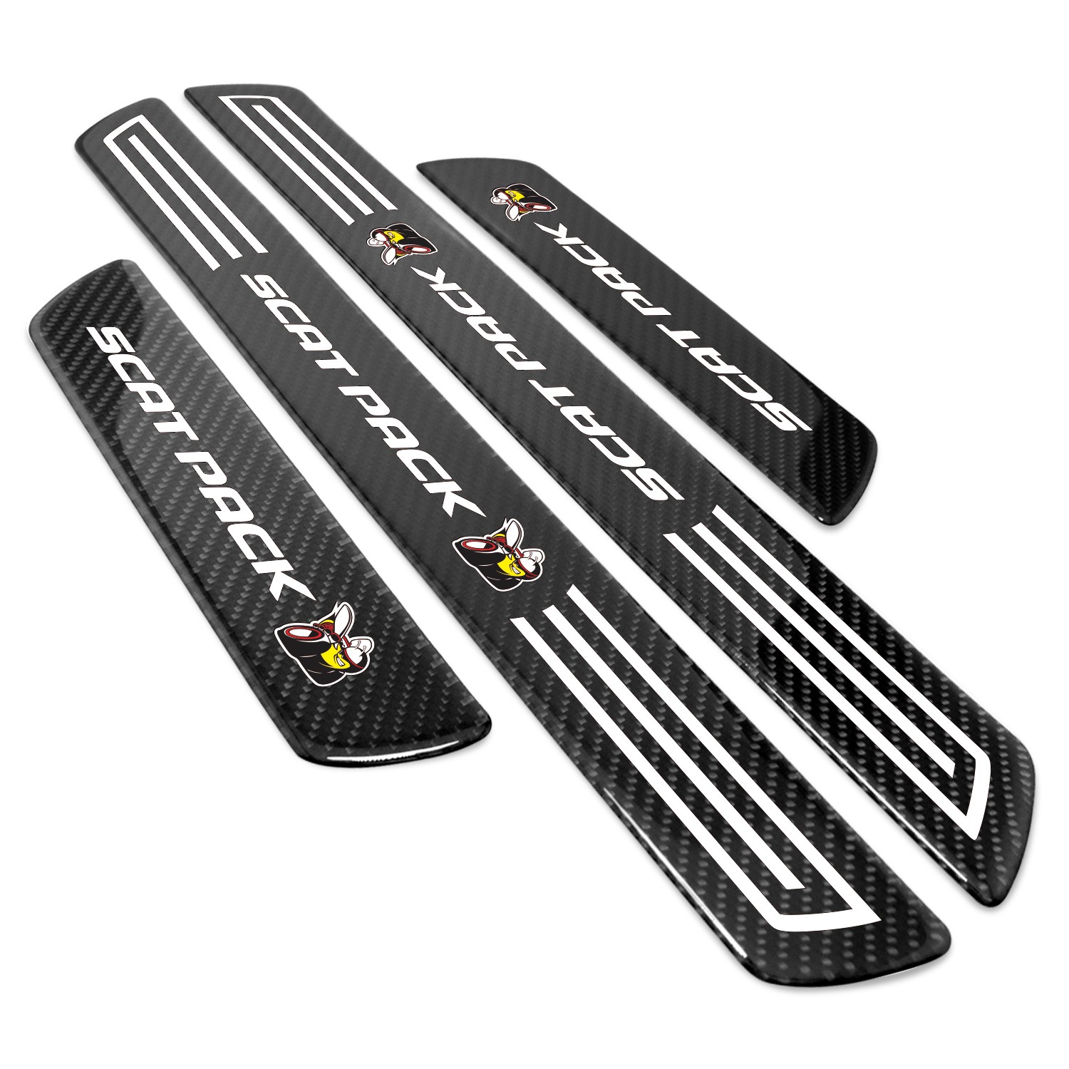 Dodge Scat-Pack X-Large Black Carbon Fiber 4 Pcs Universal Door Sill Plates