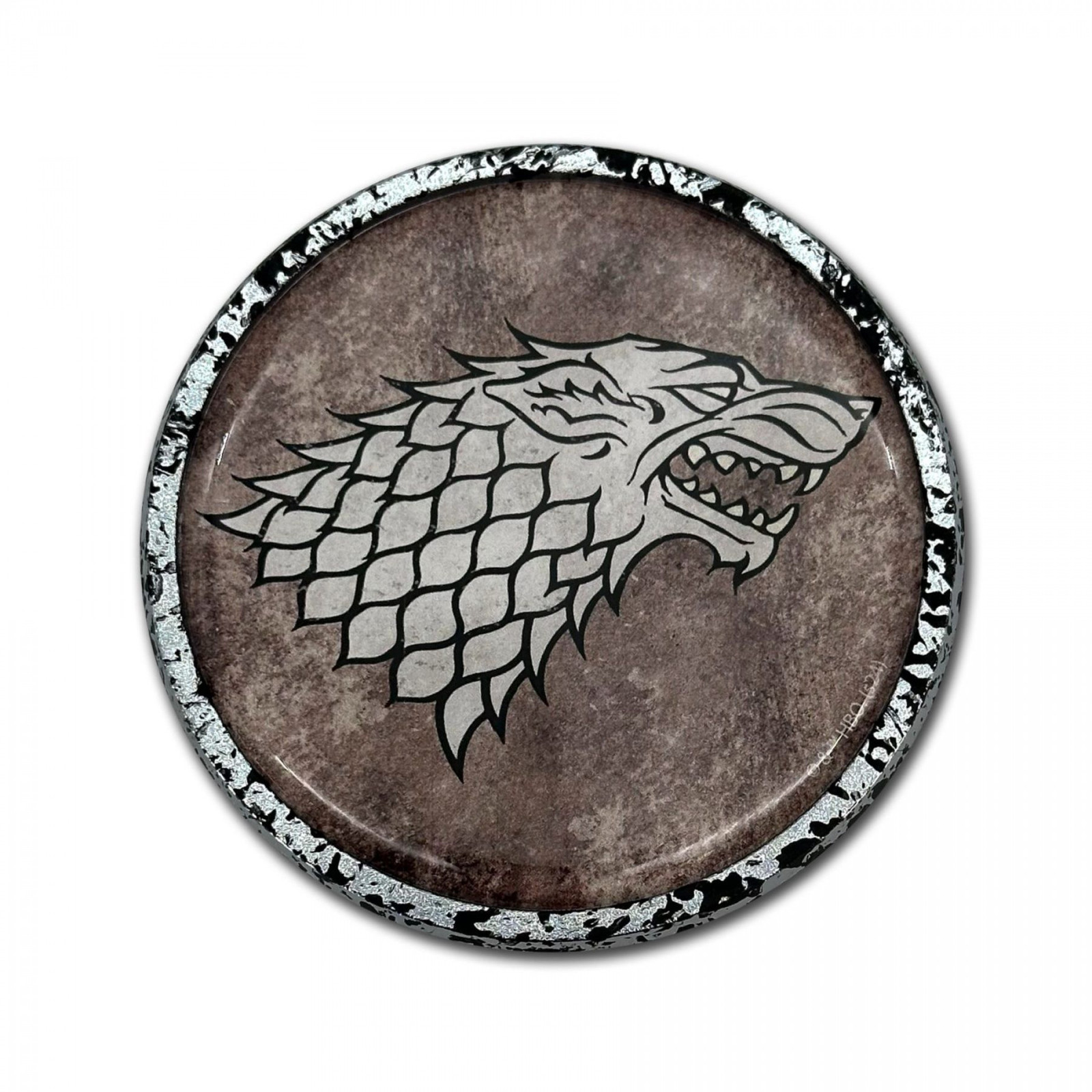 Game of Thrones House Stark Distressed Chrome Metal Car Emblem Multi-Color