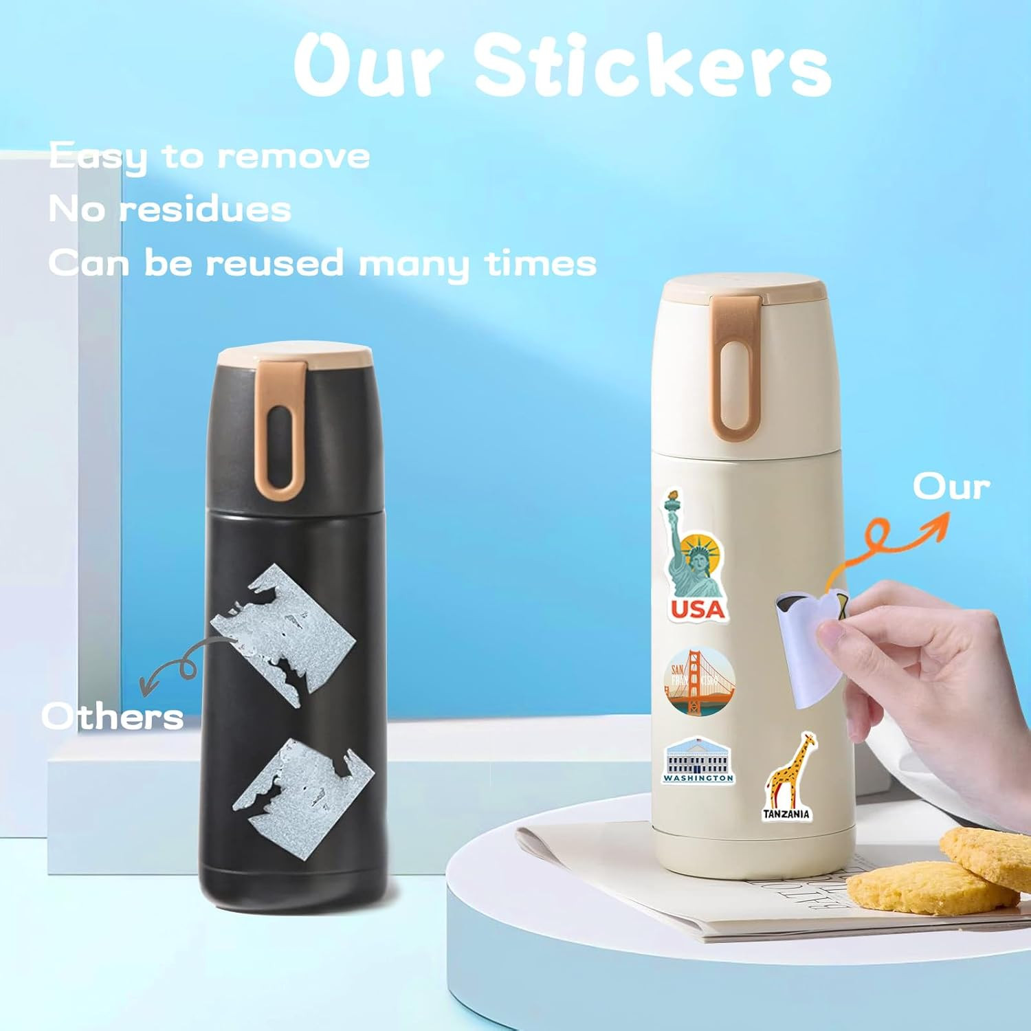World Travel Sticker Pack 100PCS Waterproof Vinyl Decals for Luggage and Laptop
