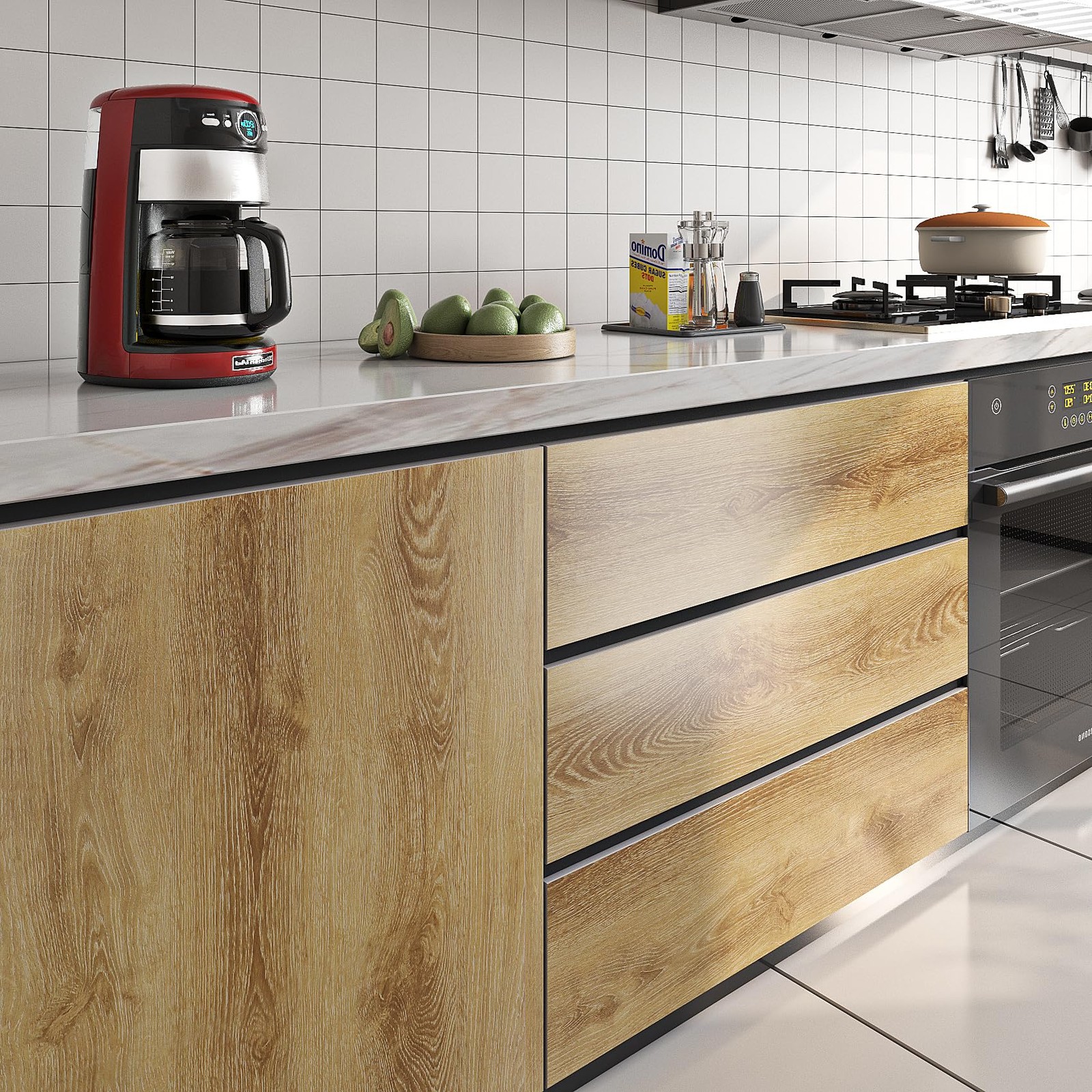 Oak Wood Paper Peel and Stick Thick Wood Paper for Countertops Desk Kitchen C…