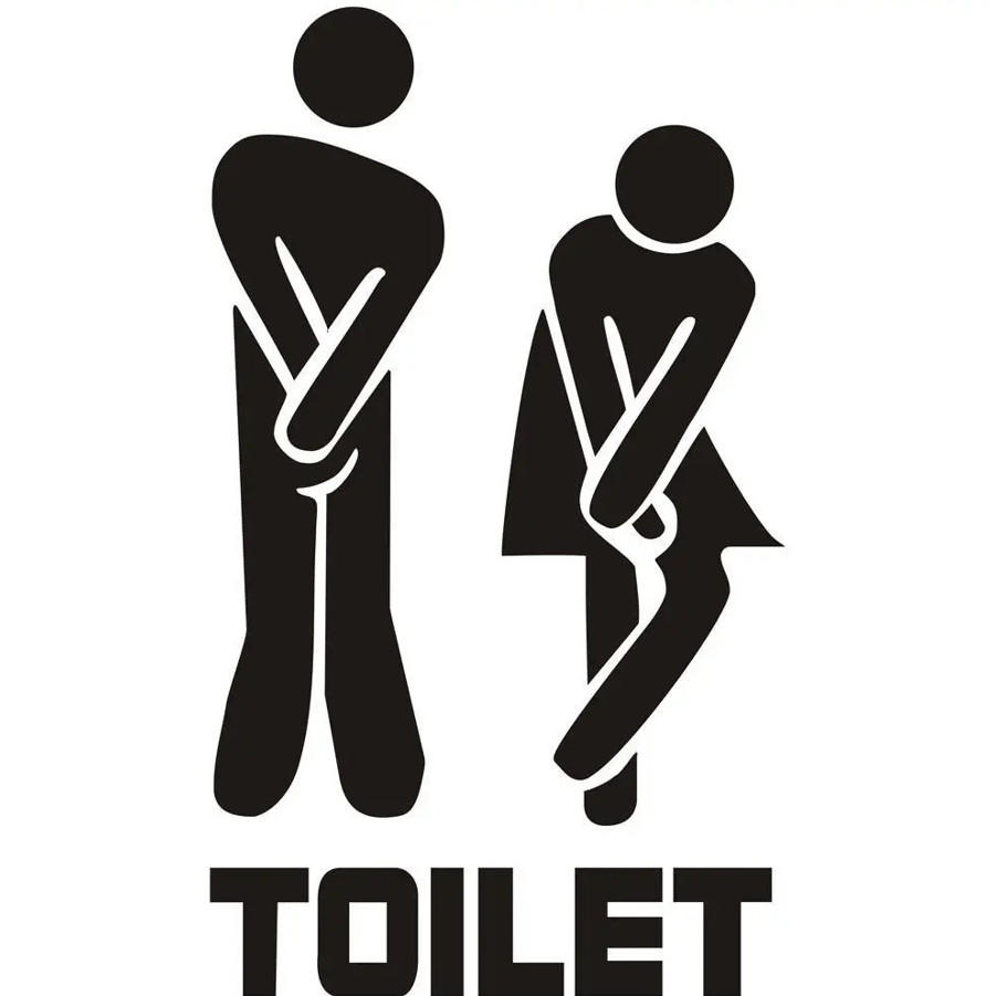 1pc Black Funny Toilet Wall Sticker Waterproof Bathroom Door Decal – NEW