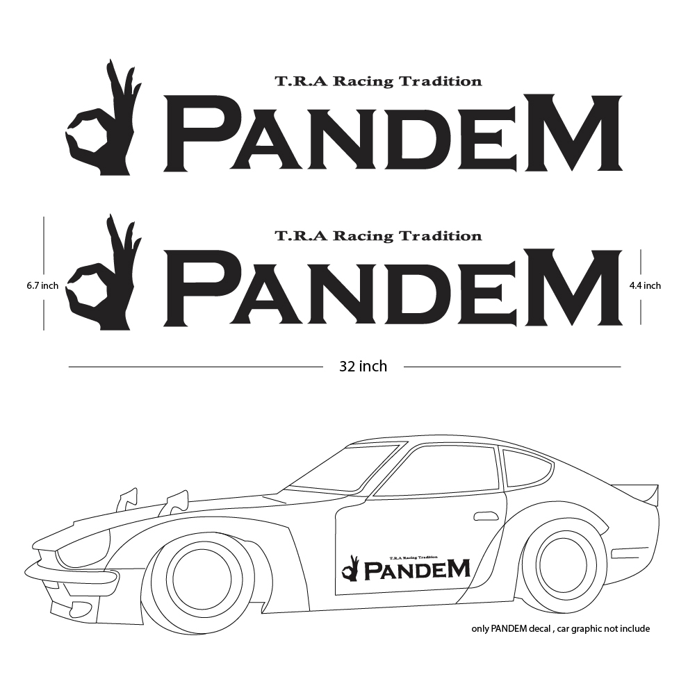 2PCS PANDEM ROCKET BUNNY Decal For FT86 BRZ 240ZX 240SX S13 GTR 350Z S14 S13 RX7