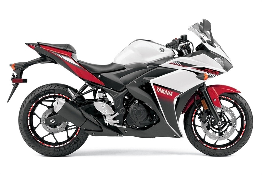 WHITE & RED GP STYLE CUSTOM RIM STRIPES WHEEL DECALS TAPE STICKERS YAMAHA YZF R3