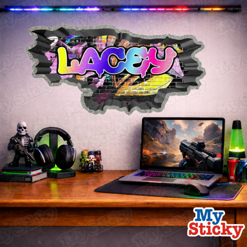3D Graffiti Name Custom Personalized Vinyl Wall Sticker DIY For Home Decor