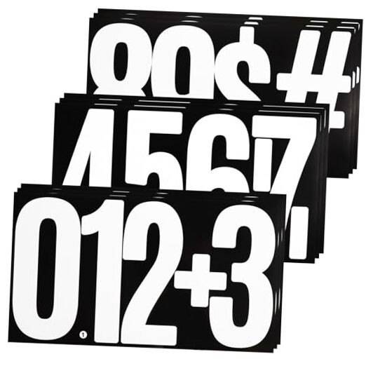 45 Large Number Stickers, 9 Sheets 6 Inches Self-Adhesive Vinyl Letters White