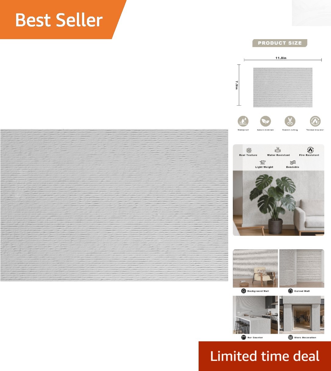 Realistic 3D Stone Wall Panel Sample – 7.9"x11.8" Peel and Stick for Easy DIY