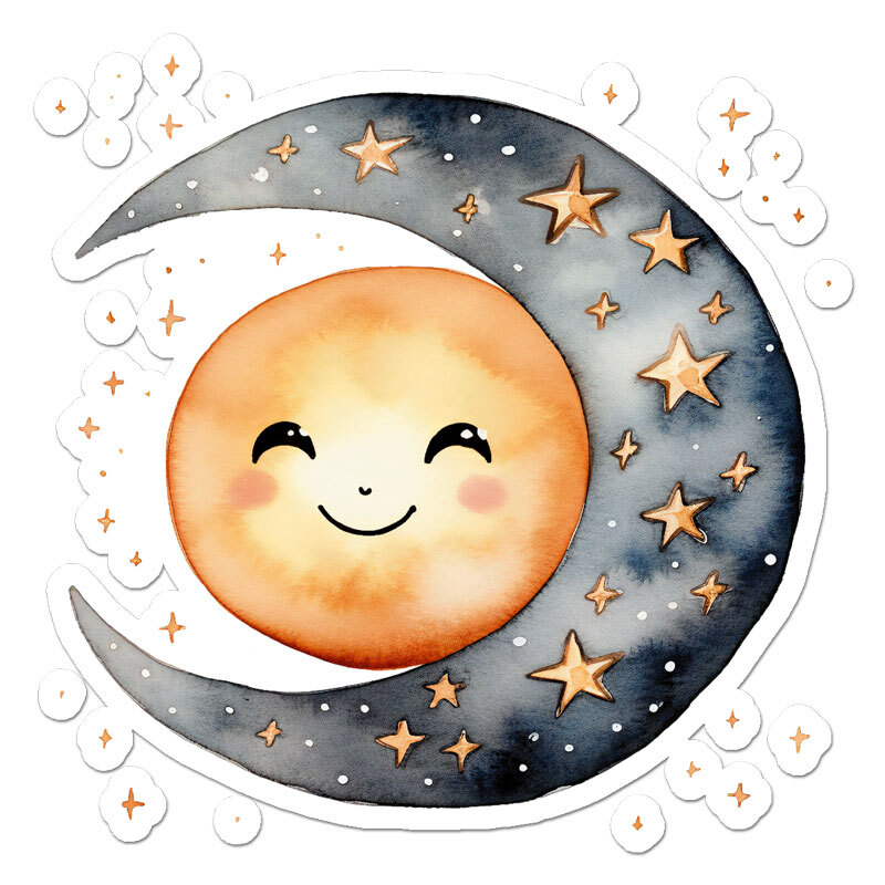Moon Sun Stars, Vinyl Decal Sticker, Indoor Outdoor, 3 Sizes, #11633