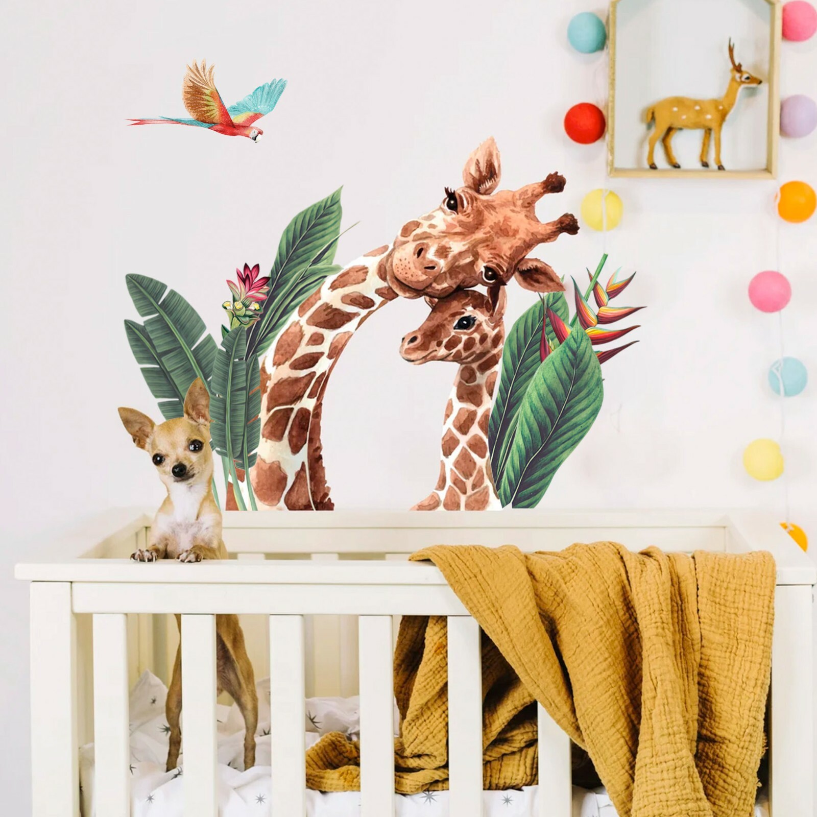 Watercolor Giraffe Jungle Removable Wall Fabric Decal Set Sticker Gift Decor
