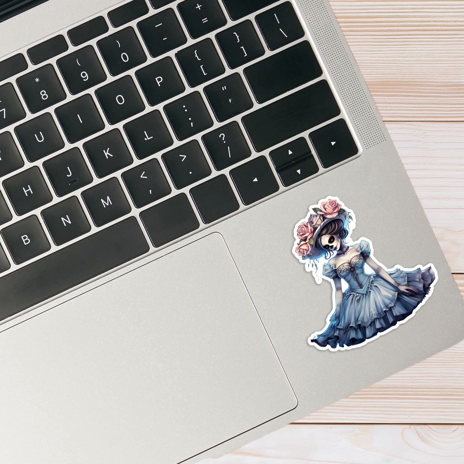 Blue Victorian Day of the Dead Lady – Vinyl Decal Sticker – #1882