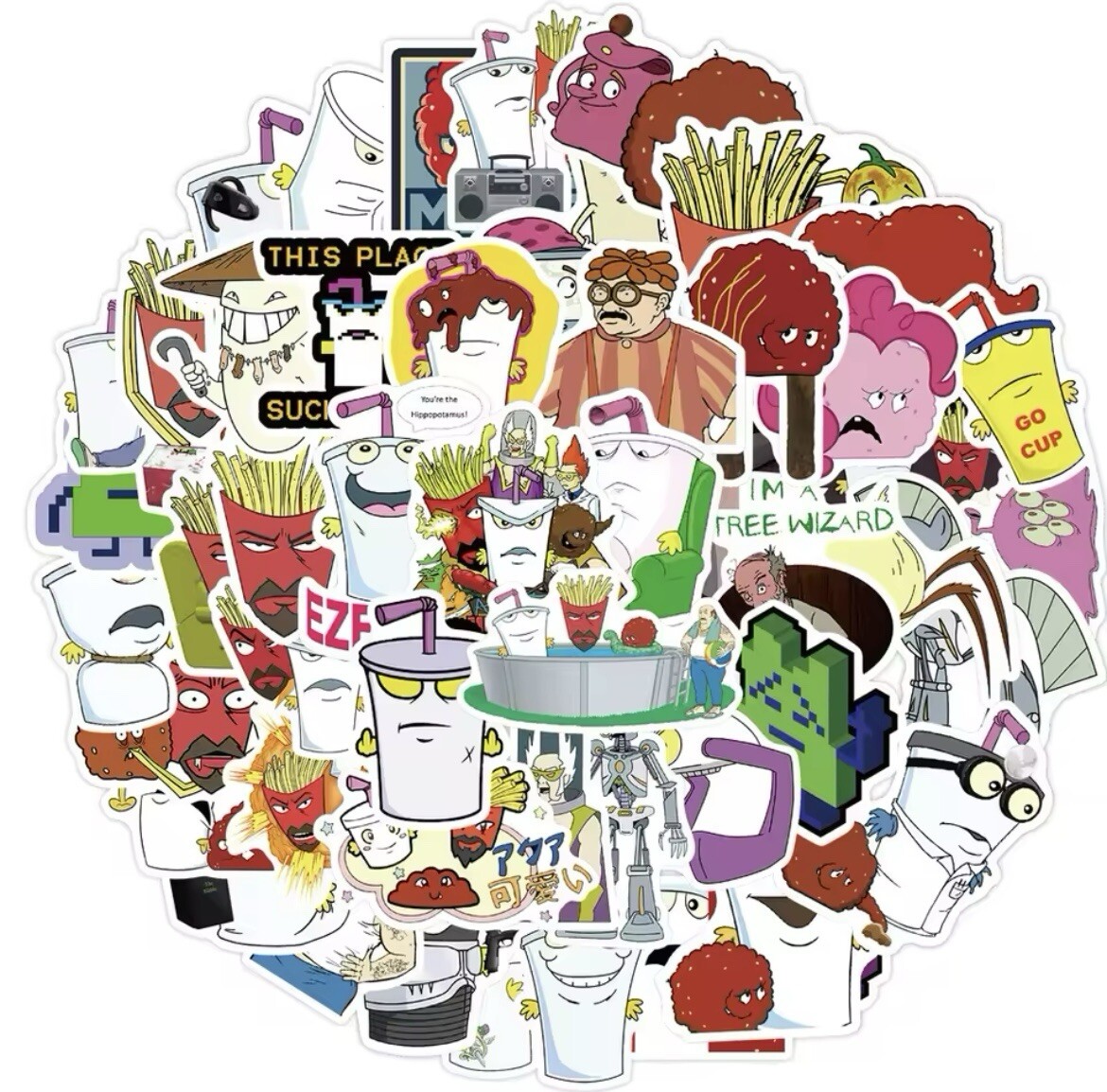 Aqua Teen Hunger Force Stickers 50pk Shake Meatwad Frylock Mix Fun Random Mix