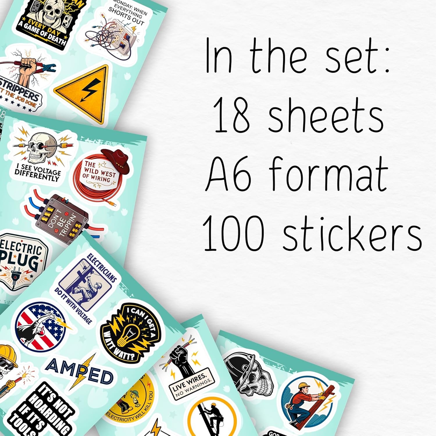 100Pcs Funny Electrician Stickers for Hard Hats, Waterbottle – Electrical Sticke