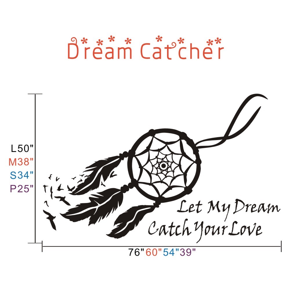 Dream Catcher Wall Sticker Quote Symbol Girl Master Room Home Vinyl Mural Decor