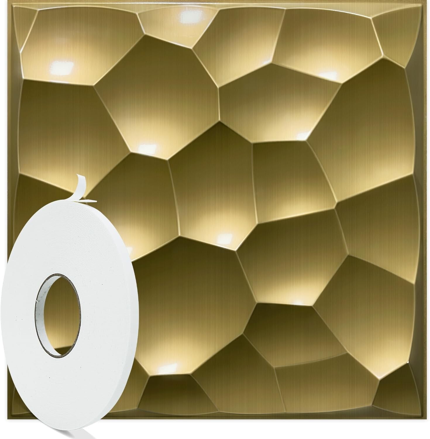 STICKGOO 3D Wall Panels for Interior Wall Decor, Gold Wall Decor Panels Peel
