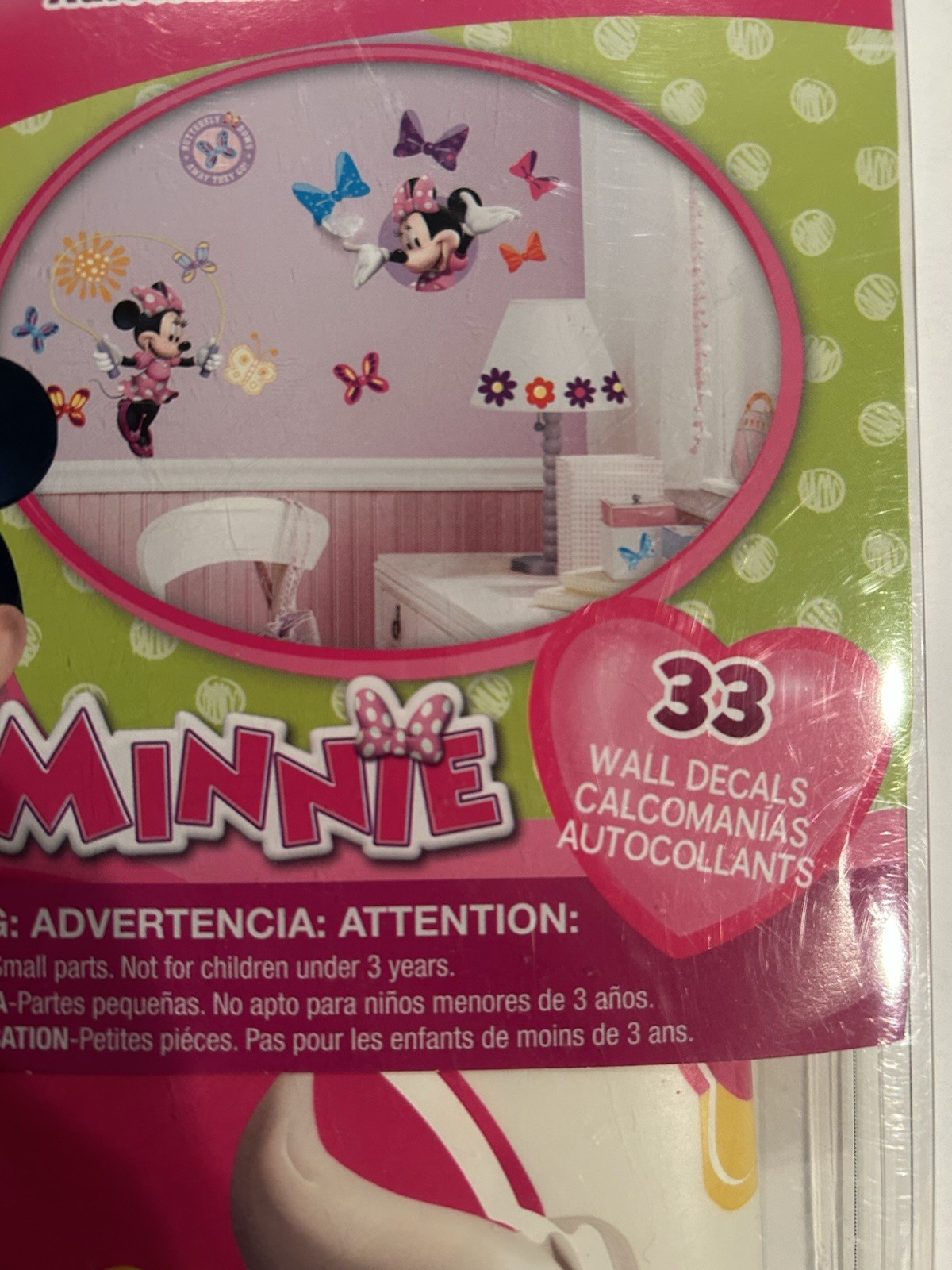 NEW Disney Minnie Mouse Wall Decals 33 Girls Bedroom Peel and Stick Reposition