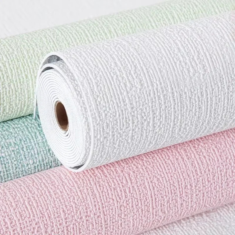 Self-adhesive Wallpaper Linen Thicken Waterproof Mildew Proof Plain Color Living