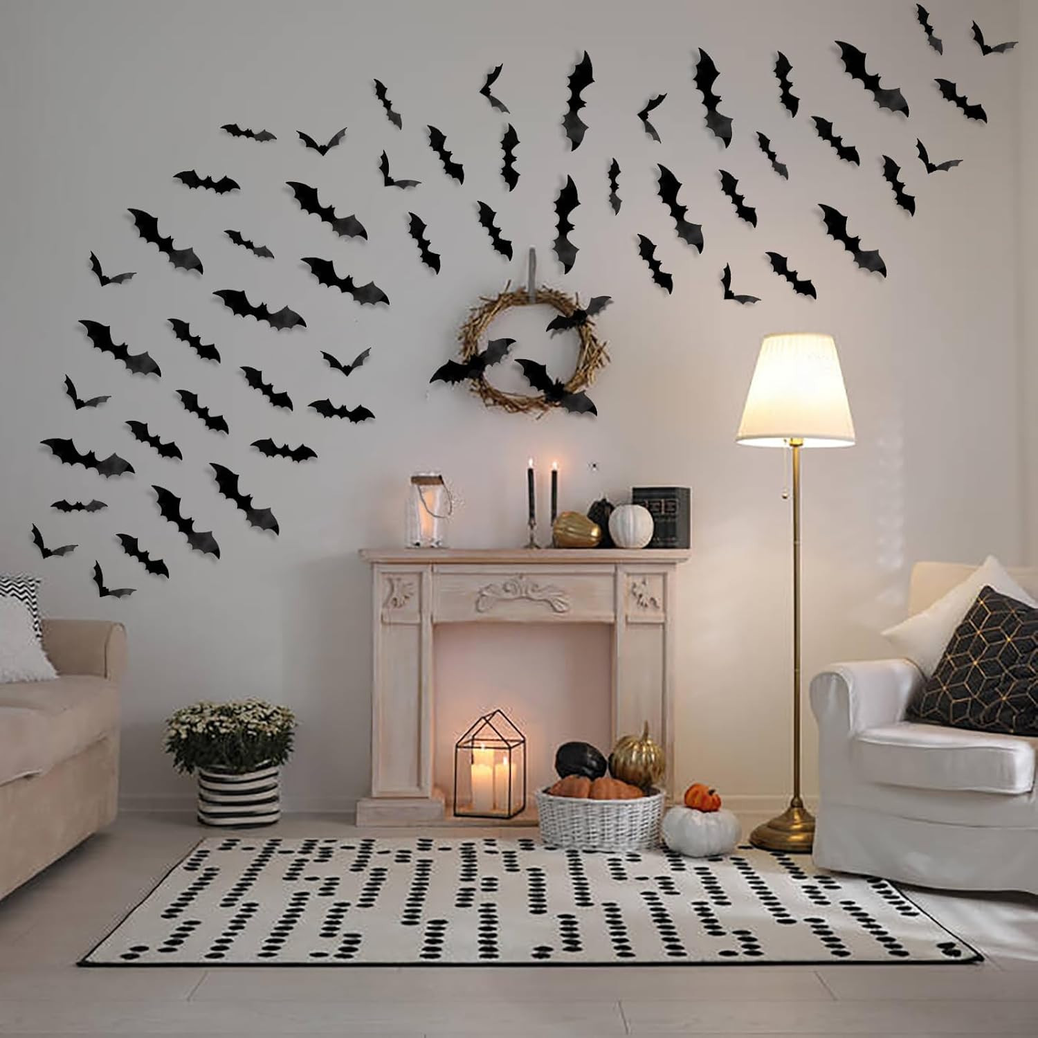 Bats Wall Decor, 120 Pcs 3D Bat Halloween Decoration Stickers for Home Decor 4 S